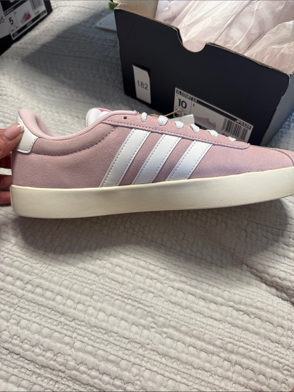 adidas Pink Low-Top Sneaker with White Three Stripes